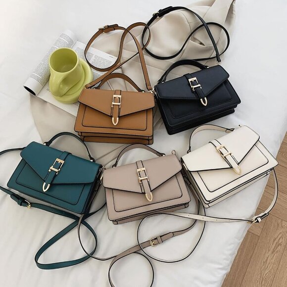 Women Beige Imported Leather Trendy Small Cross Body Evening Shoulder Handbag - Picture 7 of 7